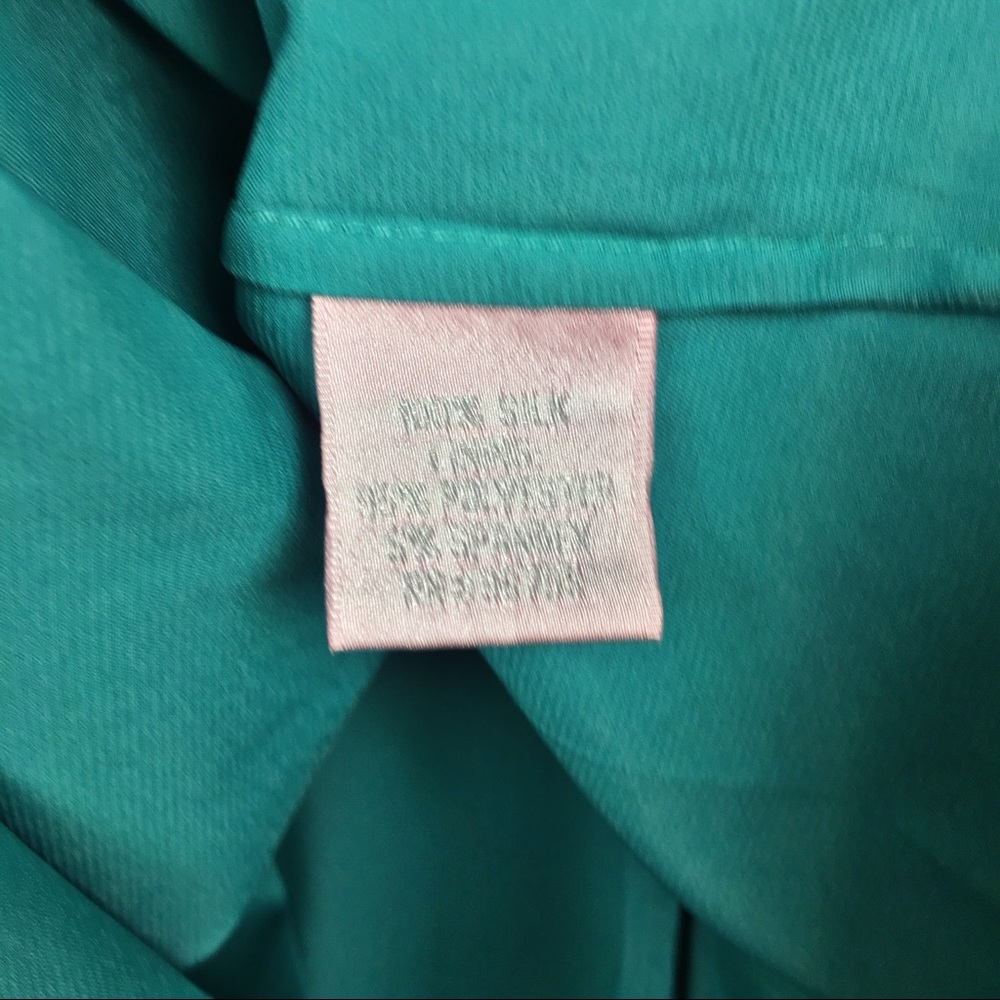 Rebecca Taylor turquoise silk sheer rosette dress - Picture 5 of 8